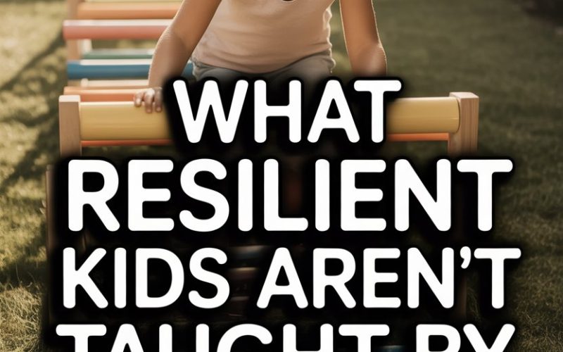 Young girl playing outdoors on colorful obstacle course to build resilience and perseverance.