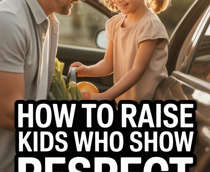 Father and daughter sharing a respectful moment outdoors with groceries and loving family connection.