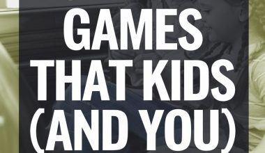 Kids playing educational games in the car during a fun family road trip.