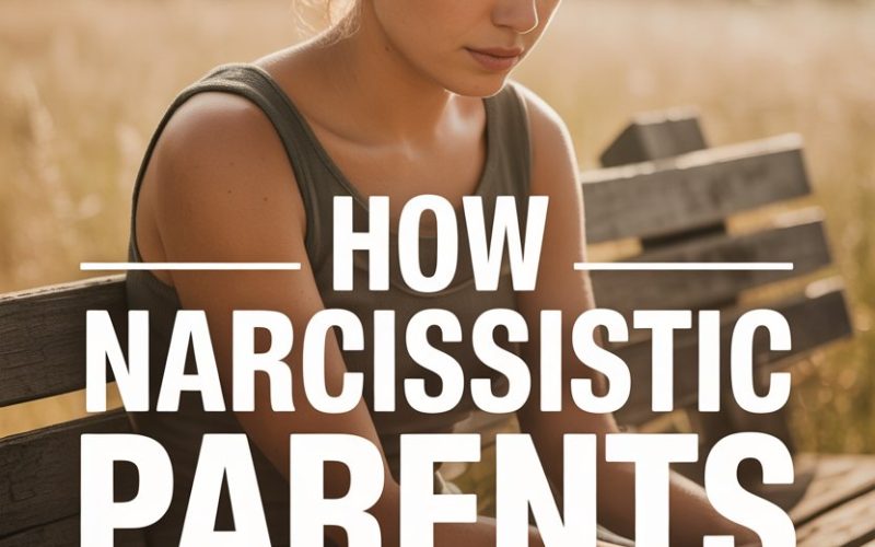 Contemplative woman on park bench highlights effects of narcissistic parents on self-worth.