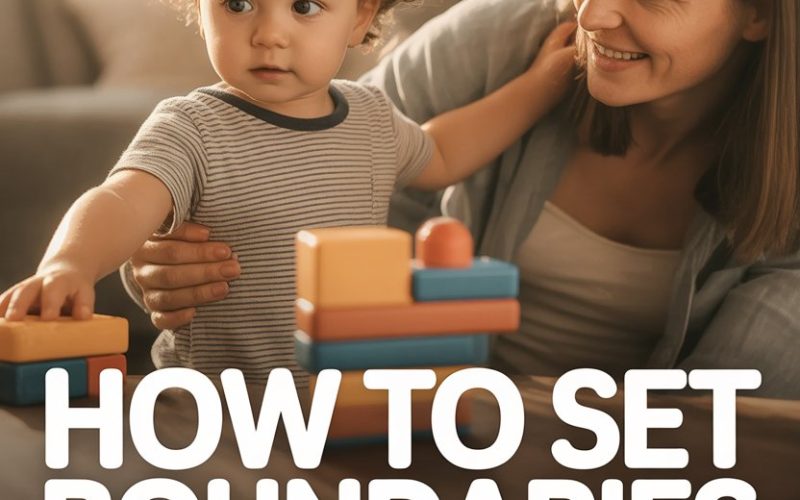 Parent and toddler setting healthy boundaries with loving guidance during playtime.