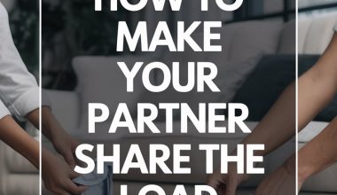 Partner teamwork in sharing chores and household responsibilities in a modern living room.