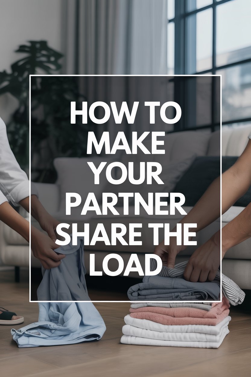 Partner teamwork in sharing chores and household responsibilities in a modern living room.