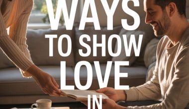 Young couple sharing a loving moment in cozy living room with books and natural sunlight.
