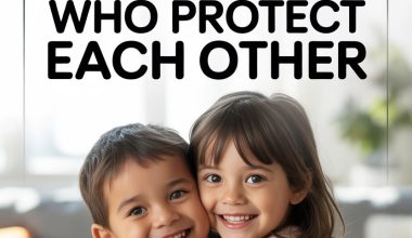 Happy siblings hugging, inspiring protective and caring sibling relationships in a warm, family setting.