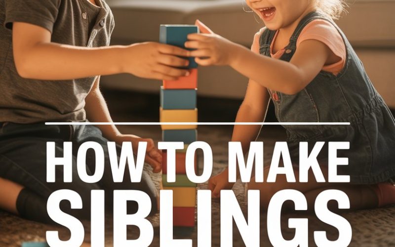 Children playing happily with colorful building blocks on a cozy, sunlit living room rug.