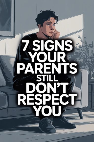 Young man reflecting on family respect and parental validation in a modern living room.