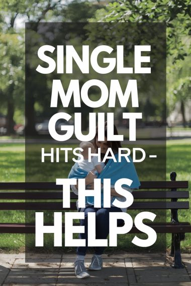 Single mom finding comfort and support in a peaceful park setting.