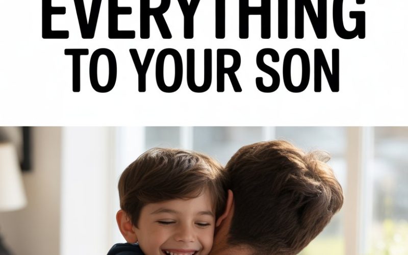 Father and son sharing a heartfelt hug, showcasing love, happiness, and family bond.