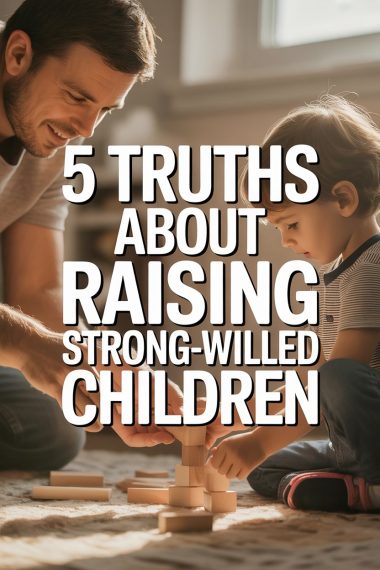 Parent and child playing with blocks, fostering strong-willed childs development and positive parenting strategies.