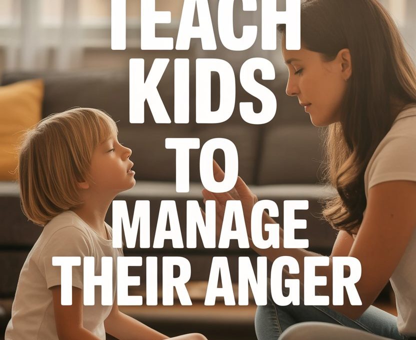 Young girl and woman calmly discussing anger management techniques in a cozy living room.