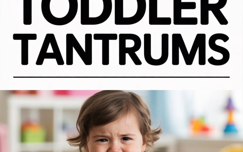 Understanding toddler tantrums with a frustrated child in a colorful playroom.
