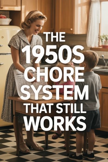 Vintage 1950s kitchen with a family chore system and nostalgic household organization.