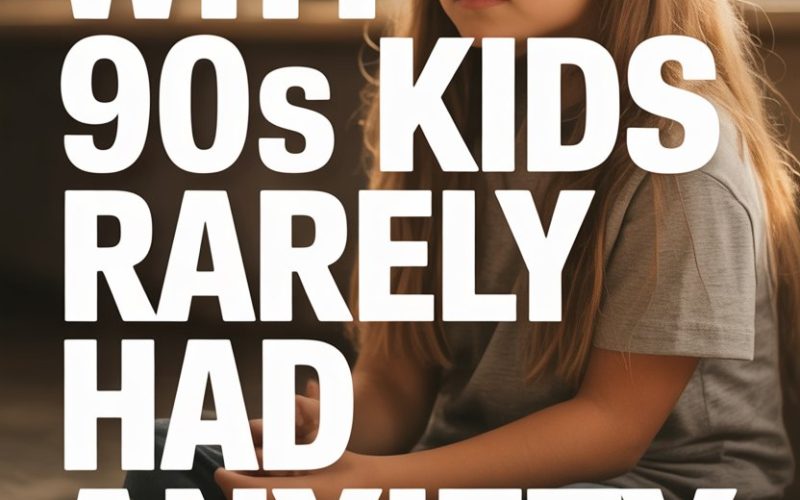 Childs contemplative face in a cozy room reflects on childhood anxiety and nostalgia from the 90s.