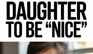 Girl with serious expression and bold quote about raising daughters beyond being nice.