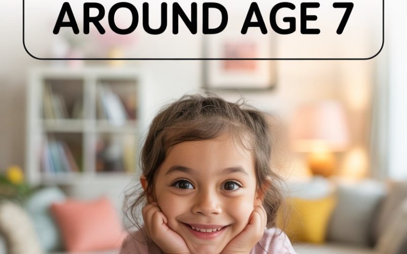 Cheerful girl drawing at table with colorful toys, exploring why kids lie around age 7.