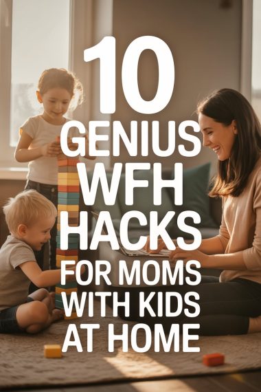Mom homeschooling kids at home with play, in a cozy, sunlit living room.