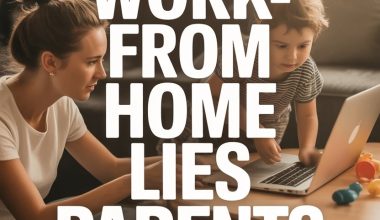 Mother and child working from home with laptops, illustrating common parental remote work myths.