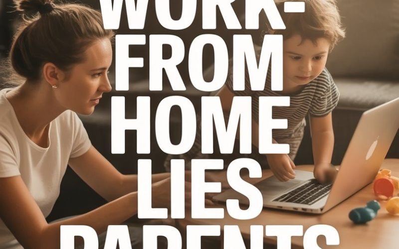 Mother and child working from home with laptops, illustrating common parental remote work myths.