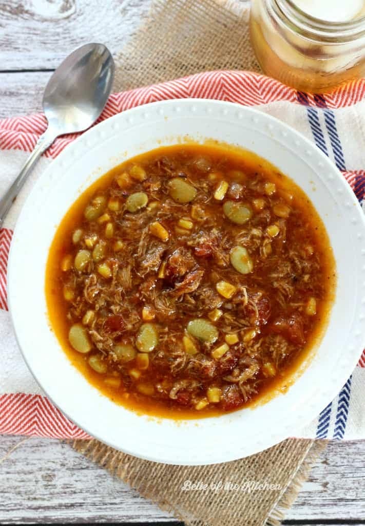 brunswick-stew Homemade Brunswick Stew with smoke pulled pork and lima beans