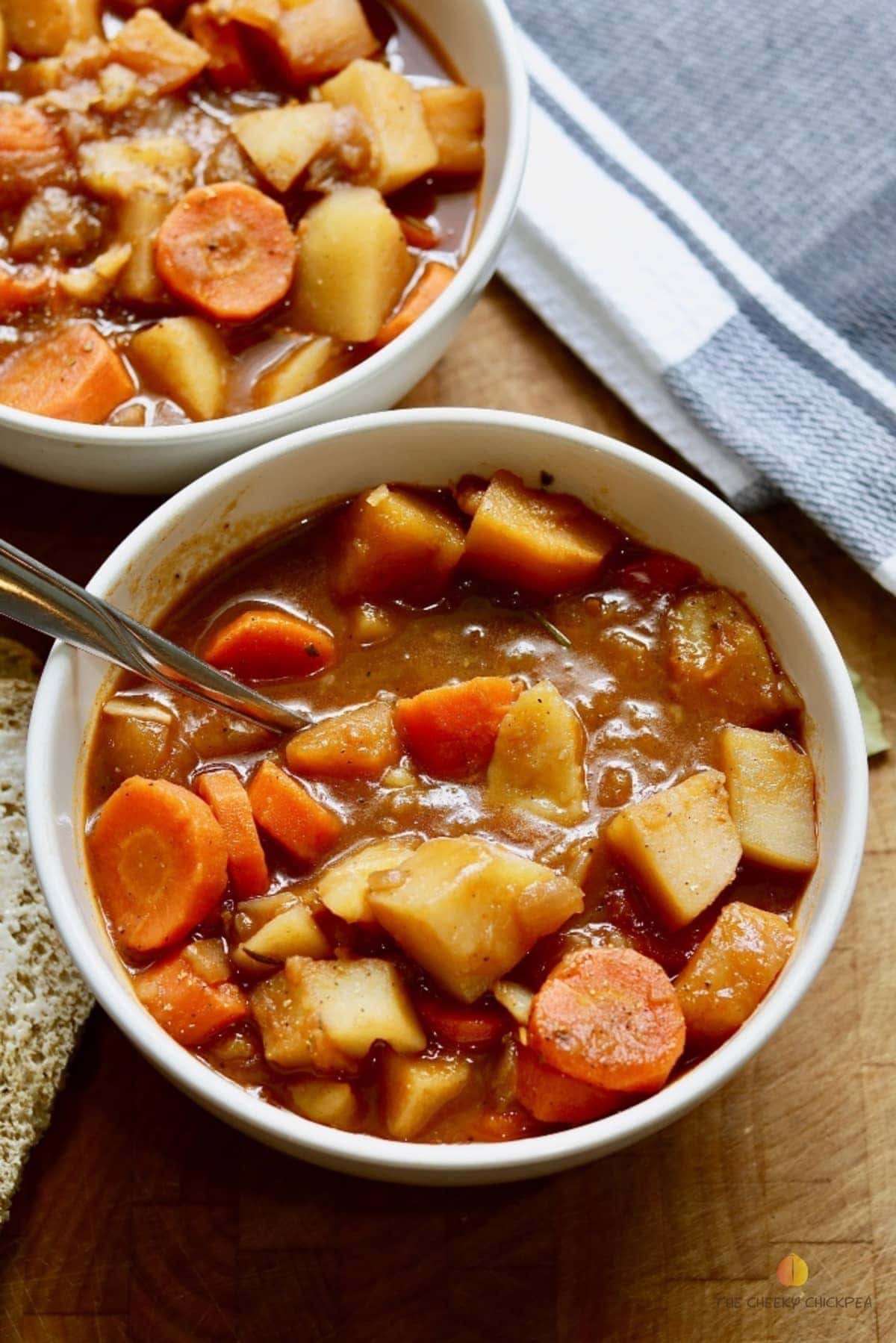 hearty-vegetable-stew Bowl of homemade Hearty Vegetable Stew with carrots and potatoes