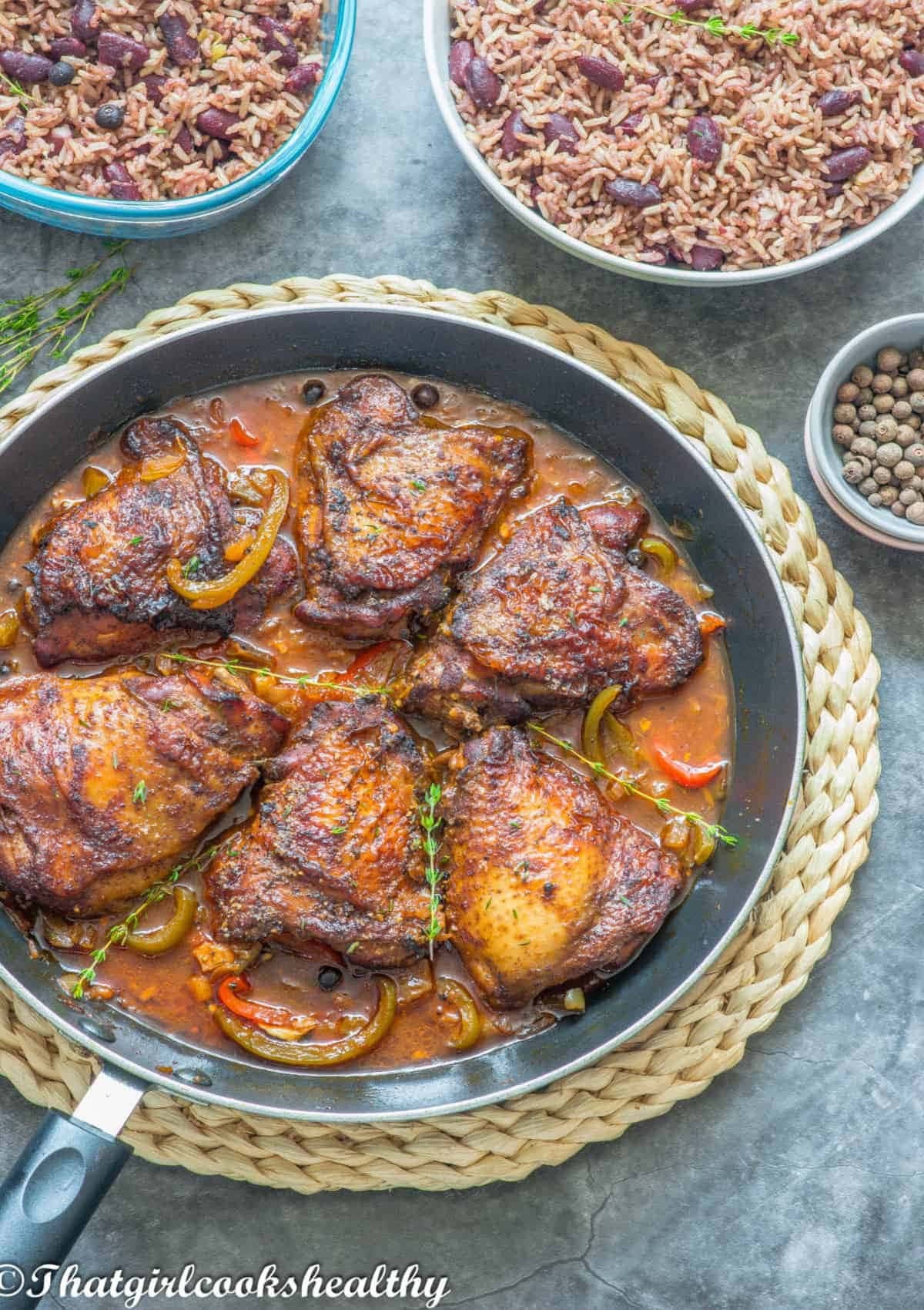 jamaican-brown-stew-chicken Jamaican Brown Stew Chicken on a Pan