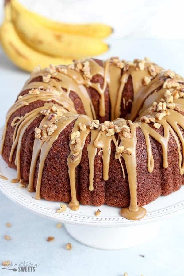banana-bundt-cake-with-brown-sugar Banana bundt cake with brown sugar glaze with brown sugar glaze.