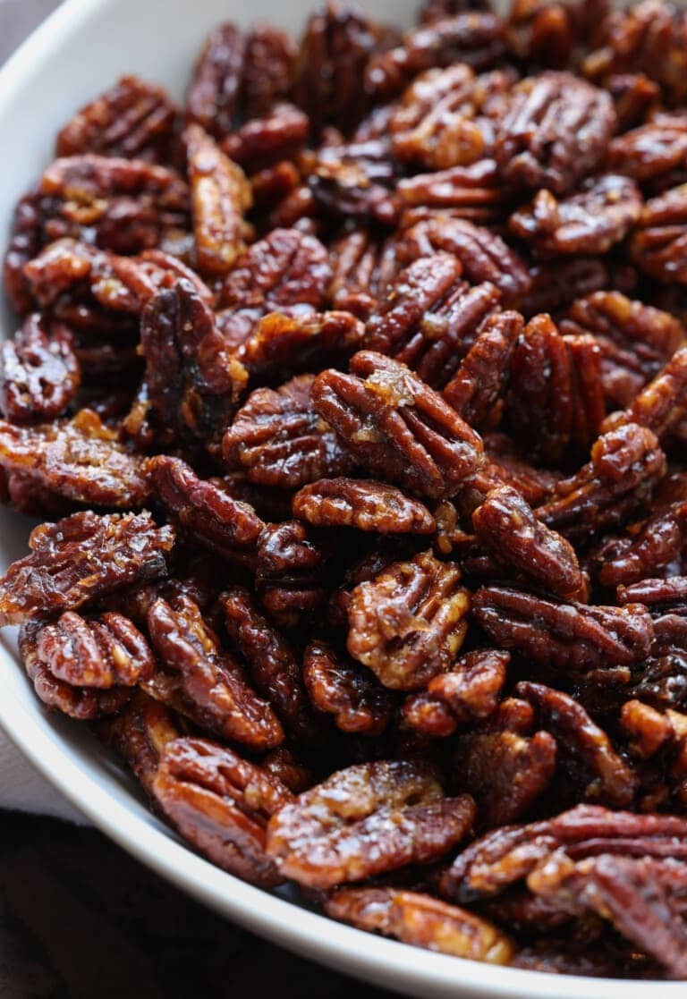 candied-pecans-1 Bunch of Candied Pecans on a plate