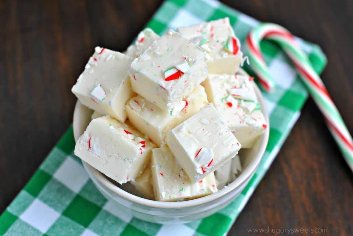 candy-cane-fudge Bunch of Candy Cane Fudge on a bowl with peppermint