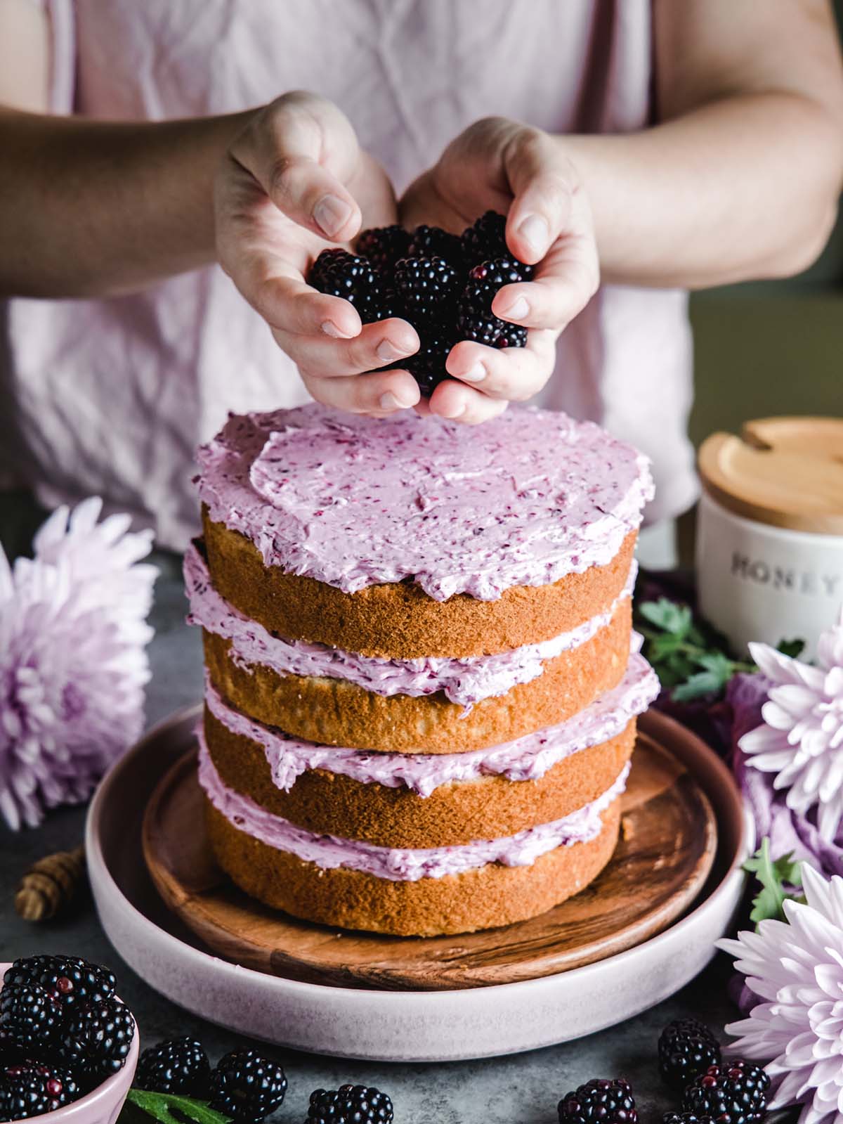 Honey Cake With Blackberry Jam Icing