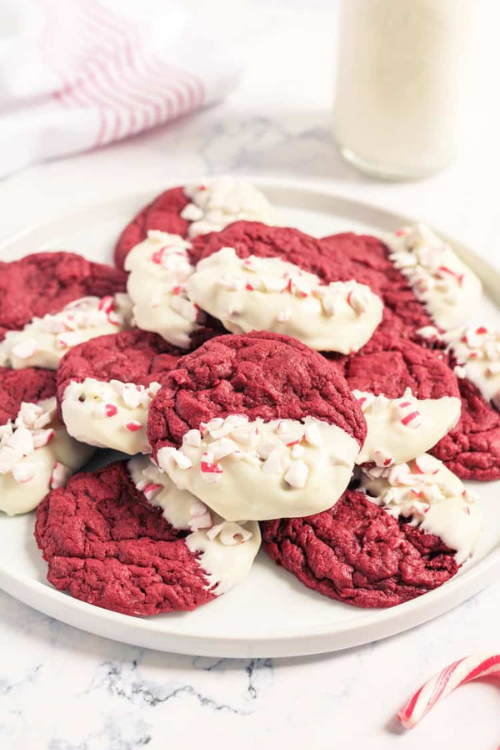 Easy Red Velvet Peppermint Cookies