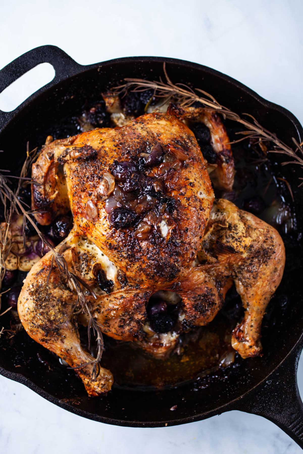 Cast Iron Brie Stuffed Roast Chicken