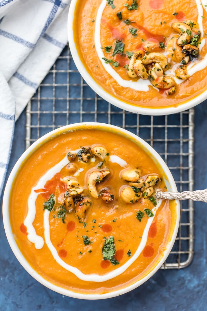 Vegan Pumpkin Soup With Candied Cashew