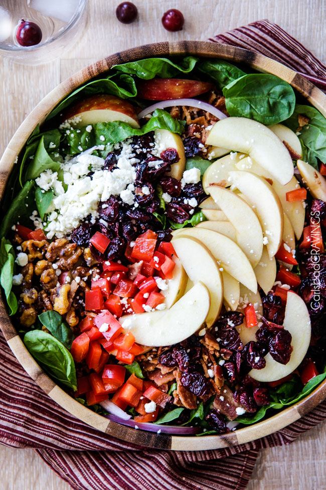 Apple Cranberry Bacon Candied Walnut Salad