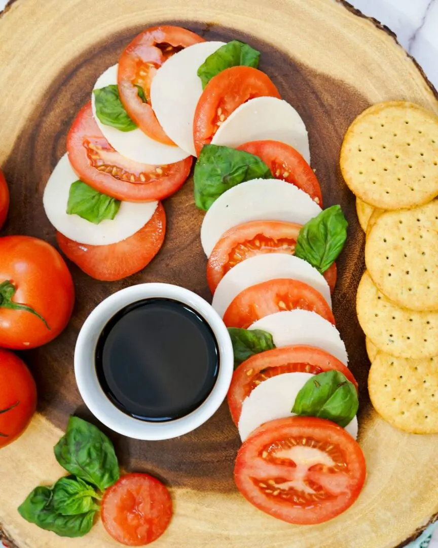 Caprese Salad Candy Cane Snack Board