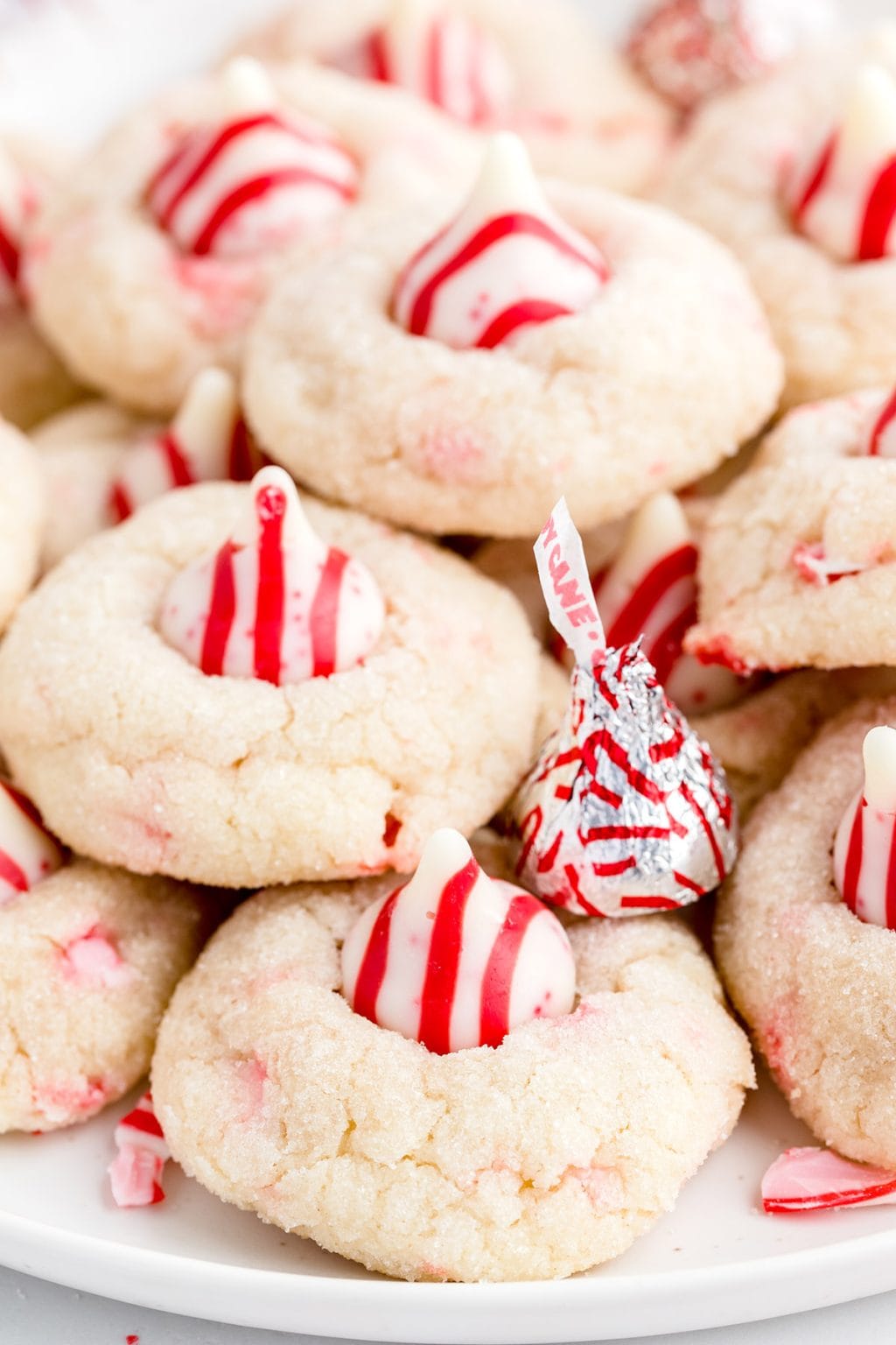 Candy Cane Kiss Cookies