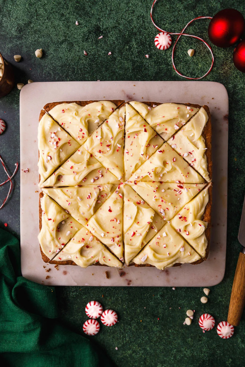 White Chocolate Peppermint Blondies with Frosting