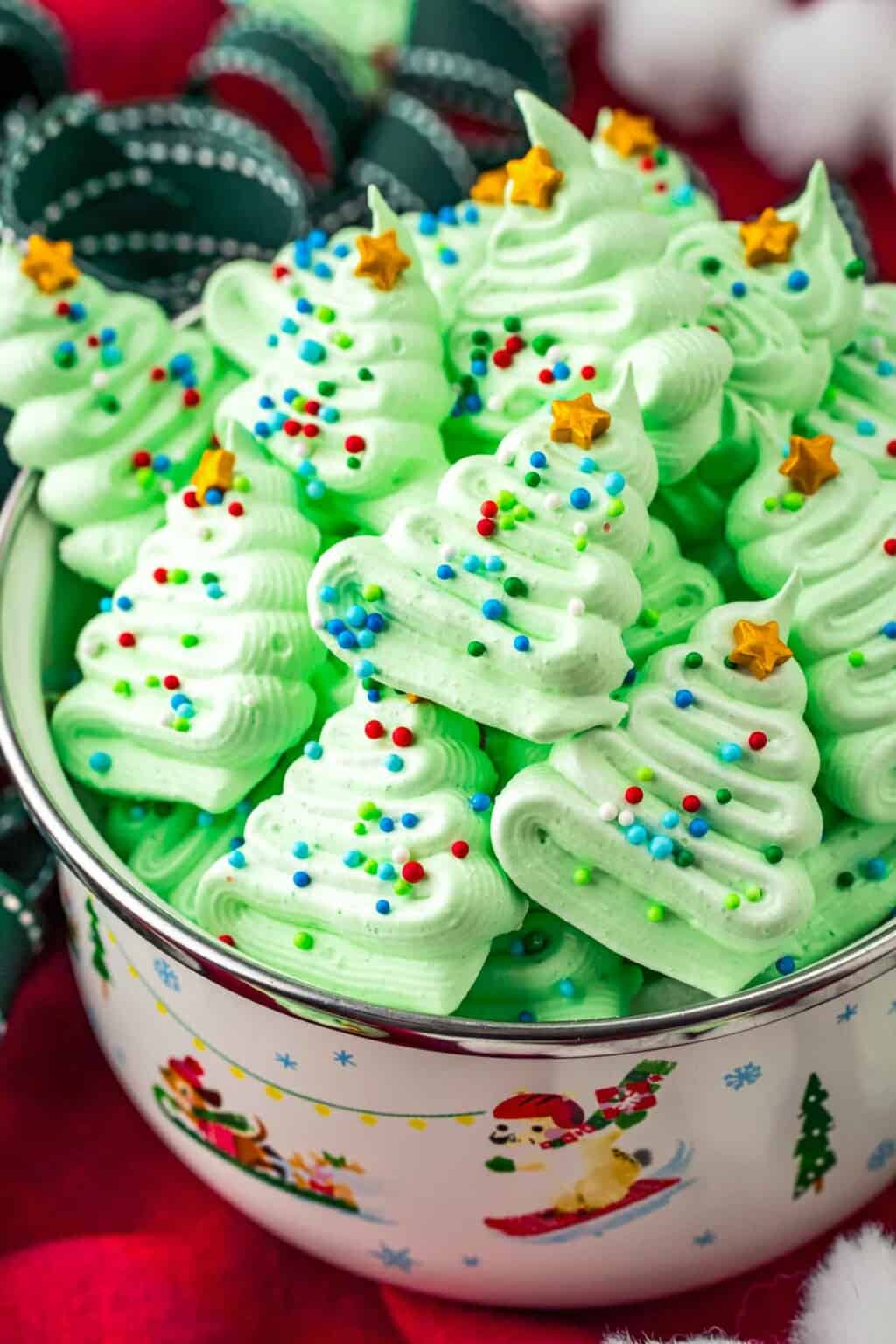 Christmas Tree Meringue Cookies