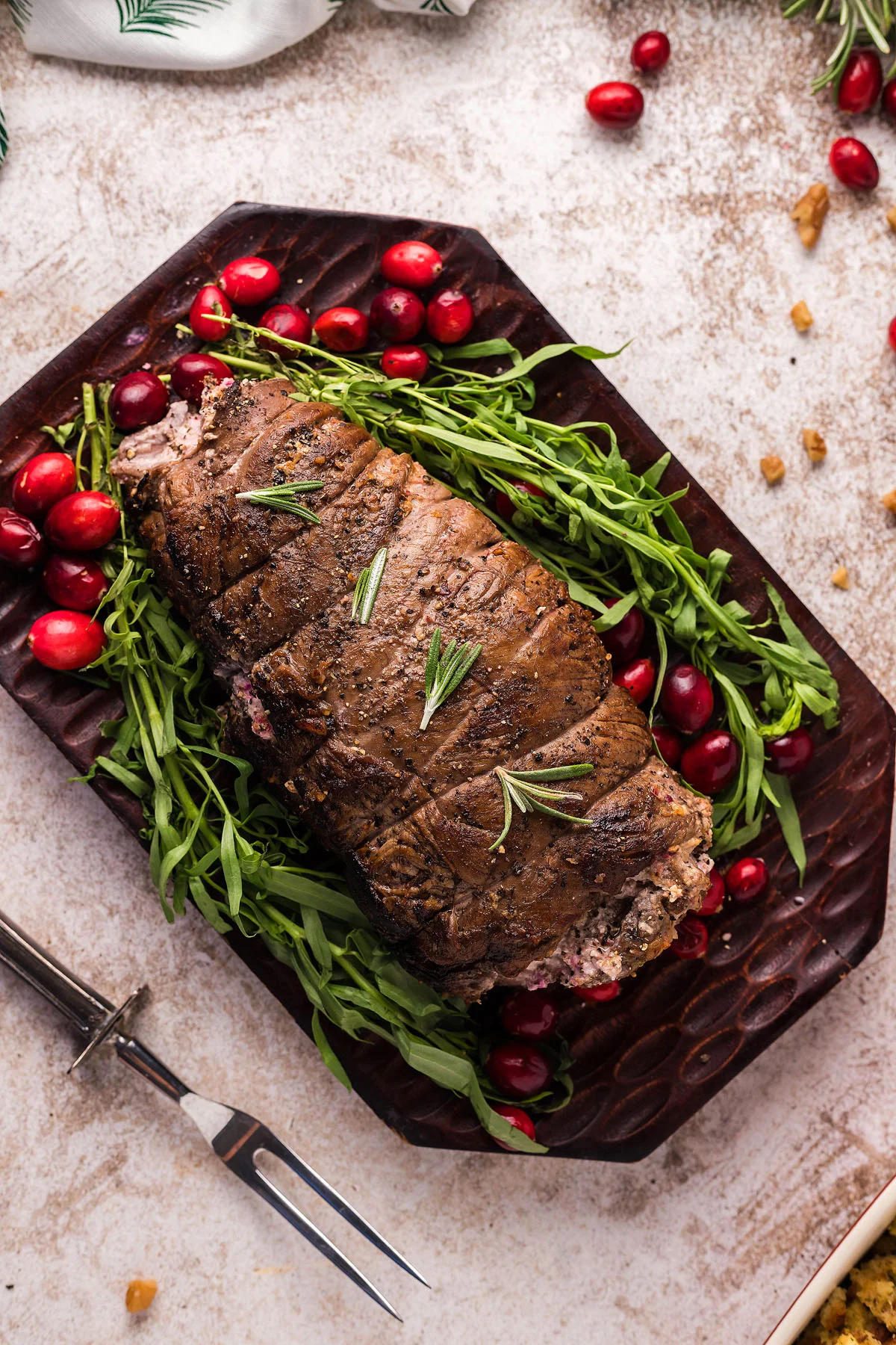 Cranberry Cream Cheese Stuffed Flank Steak
