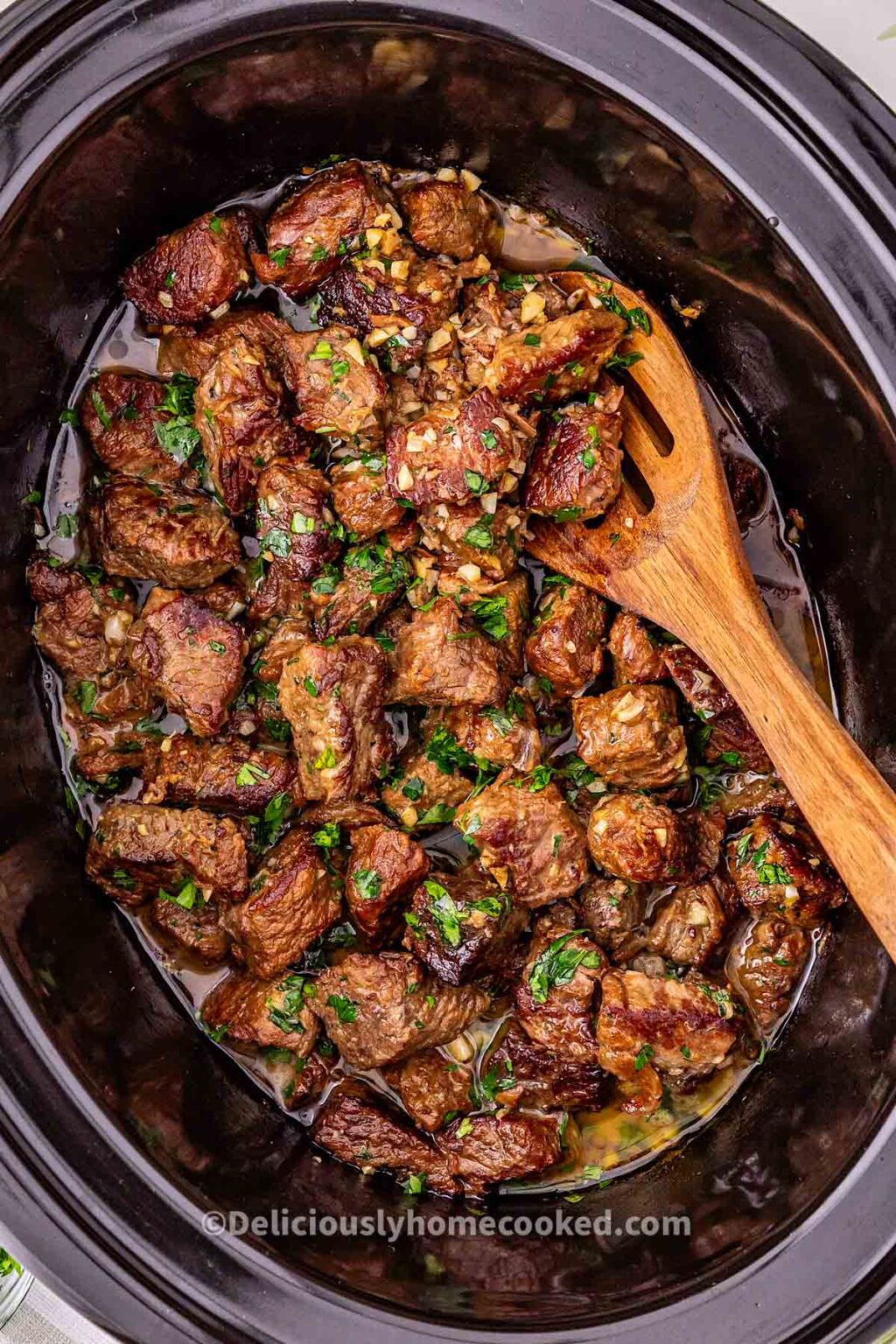 Crockpot Garlic Butter Steak Bites
