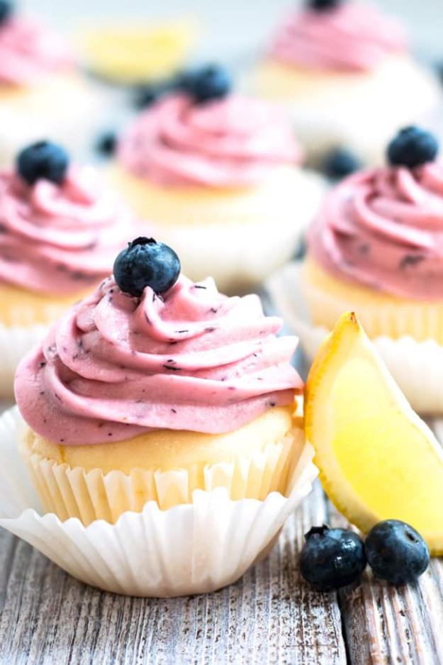 Lemon Cupcakes with Blueberry Frosting