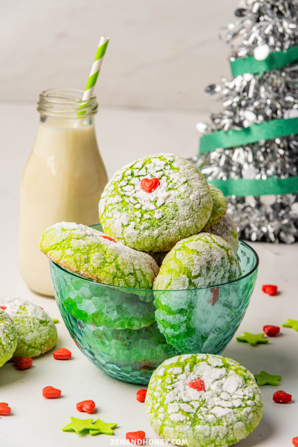 Grinch Crinkle Cookies