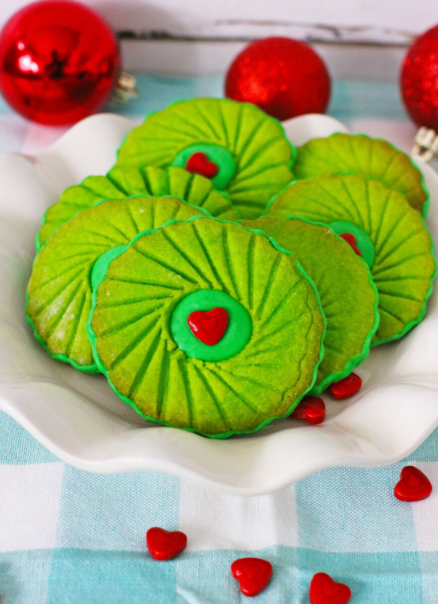 Grinch Thumbprint Cookies