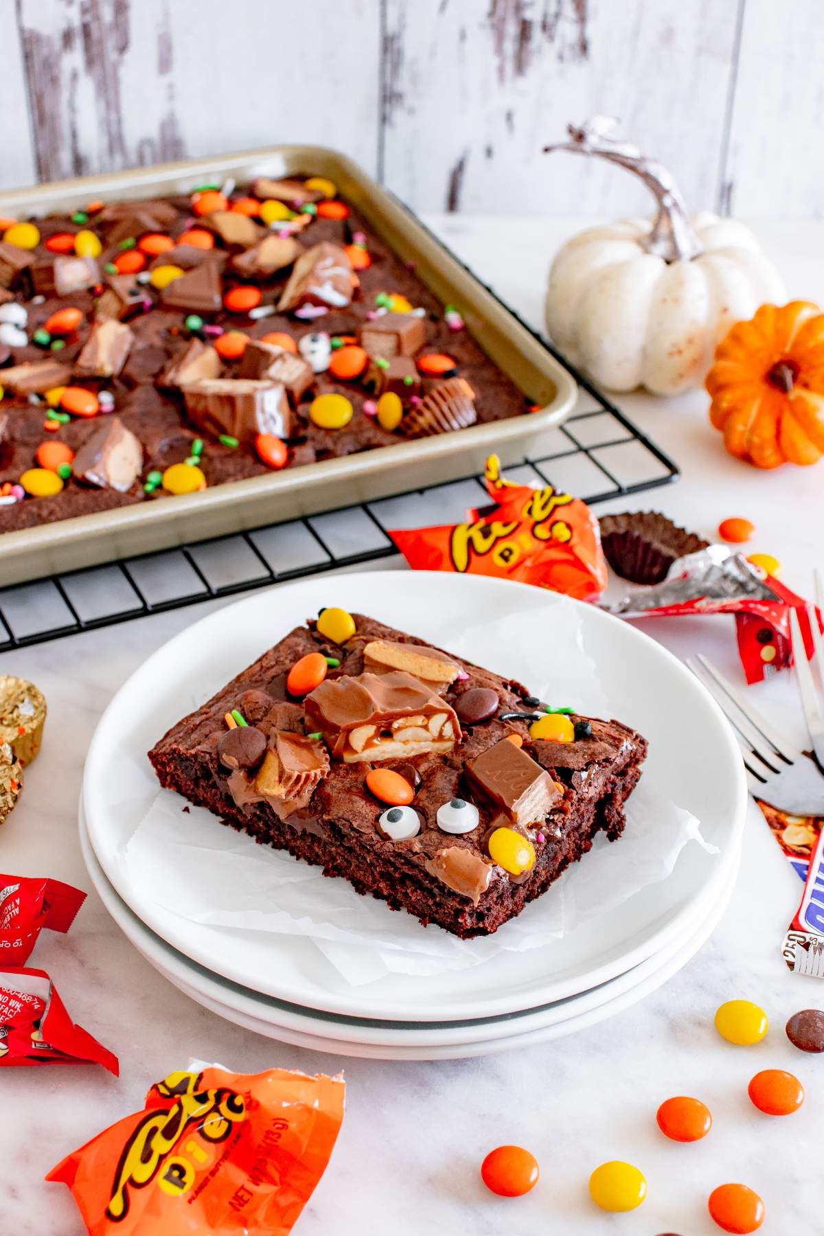 Leftover Halloween Candy Brownies