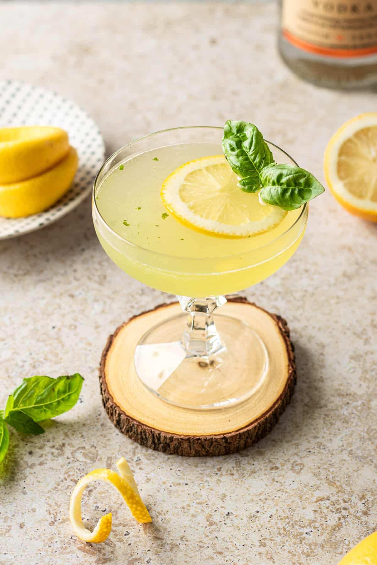 Lemon Basil Vodka Martini