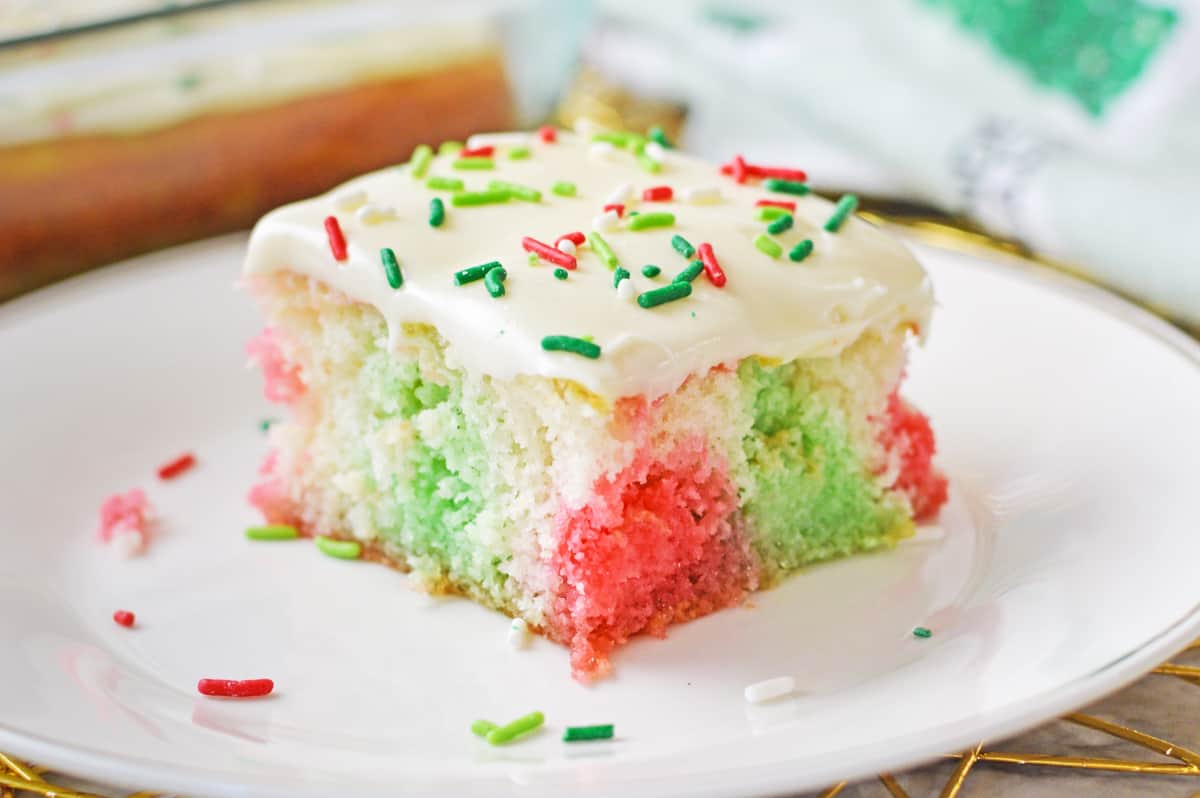 RED AND GREEN POKE CAKE