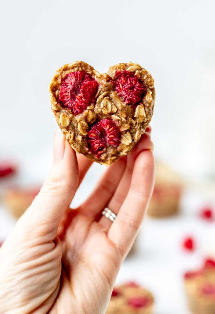 Raspberry Banana Oatmeal Hearts