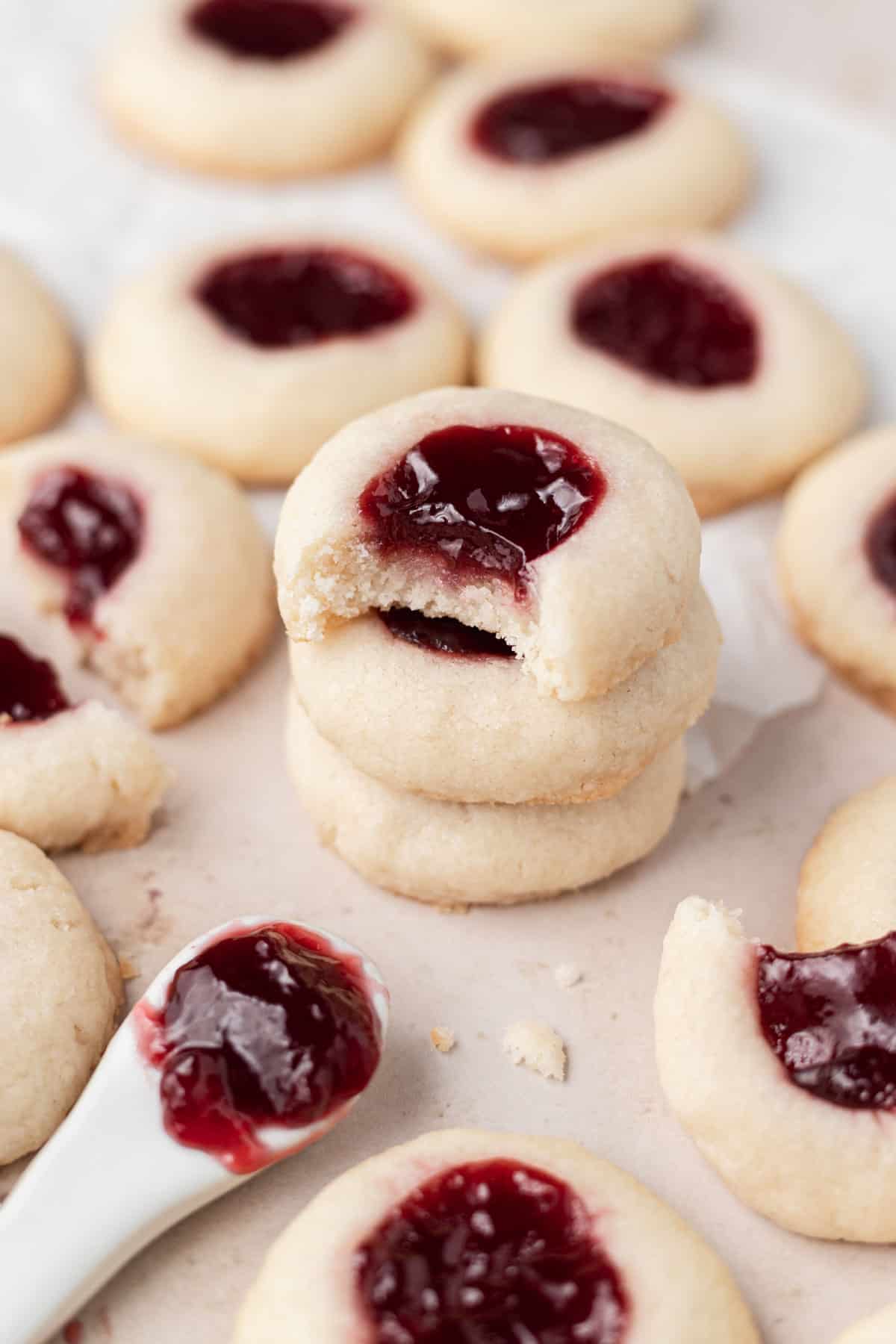Raspberry Almond Thumbprint Cookies