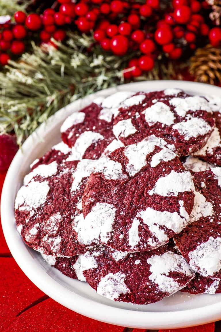 Red Velvet Crinkle Cookies