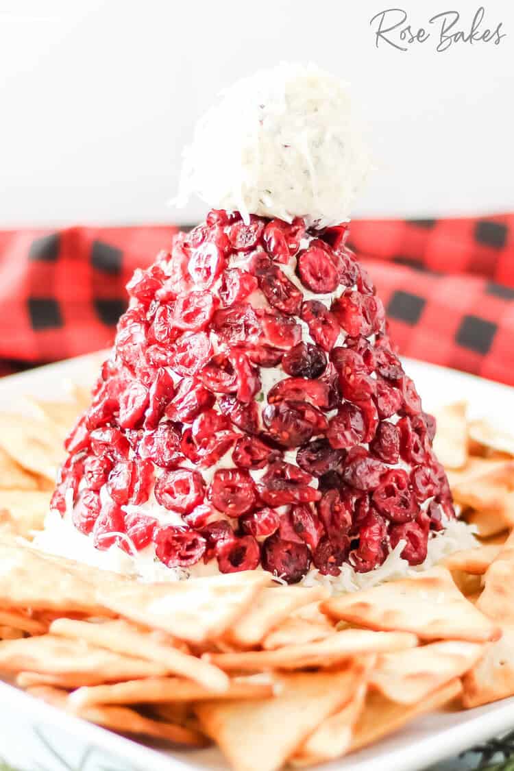 Easy Santa Hat Christmas Cheese Ball